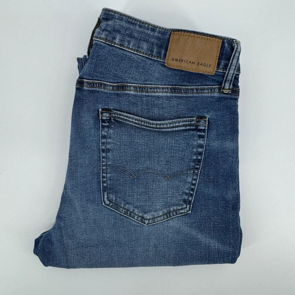 American Eagle AirFlex+ Athletic Straight Jeans Men's 32x33 Blue Denim PNW Style